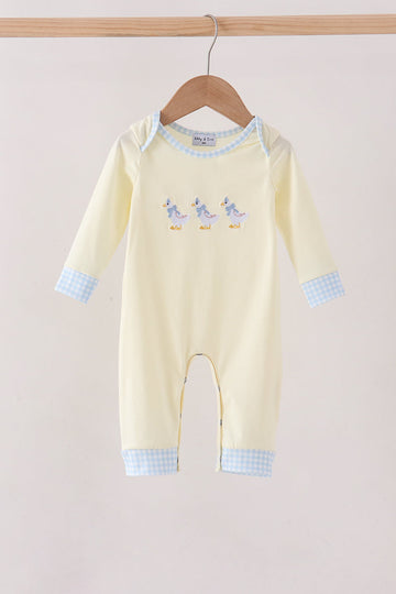 Beige goose embroidery romper