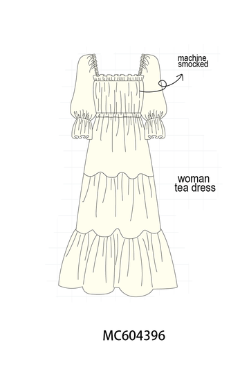 Cream smocked mom tiered dress
