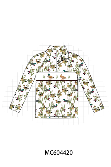 Duck embroidery half-zip pullover