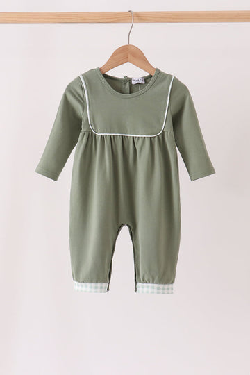Green Solid Romper
