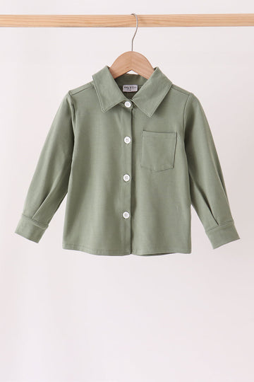 Green Pocket Button Down Shirt