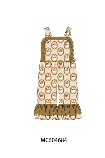 Brown goose pumpkin ruffle jumpsuit