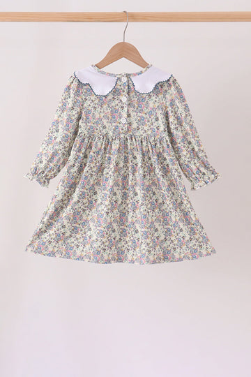 Blue turkey embroidery dress