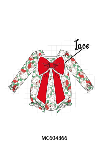 Red Santa Bow Lace Bubble