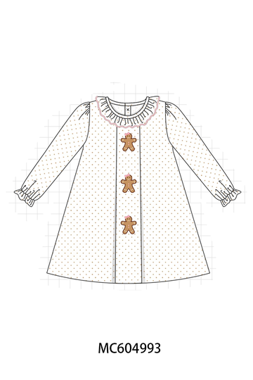 Pink Gingerbread Embroidery Ruffle Dress