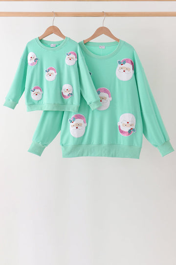 Mint Santa Sequin Mom&me Top