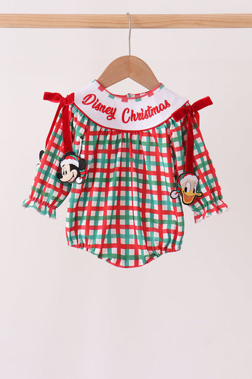 Red Character Embroidery Gingham Bubble