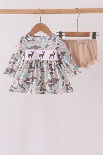 Hunting Deer Embroidery Bloomer Set