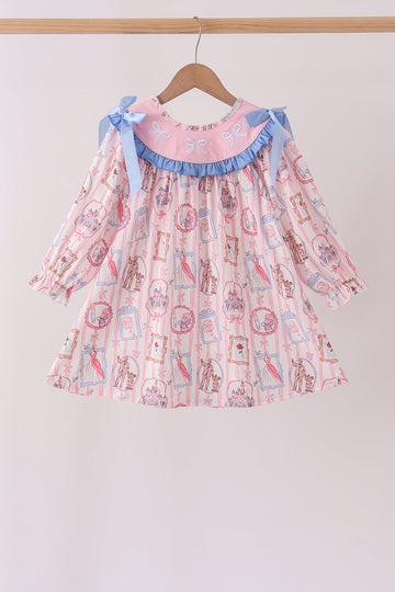 Pink Character Bow Embroidery Dress