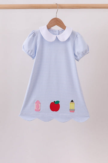 Blue School Applique Dress