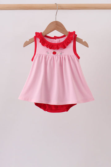 Pink Apple Embroidery Bubble