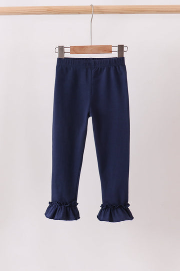 Navy ruffle pants