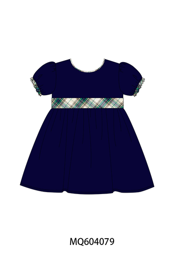Navy plaid bow dress