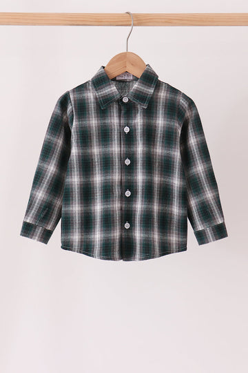 Green plaid button down shirt